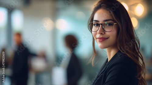 Woman With Glasses Standing in Front of a Group of People