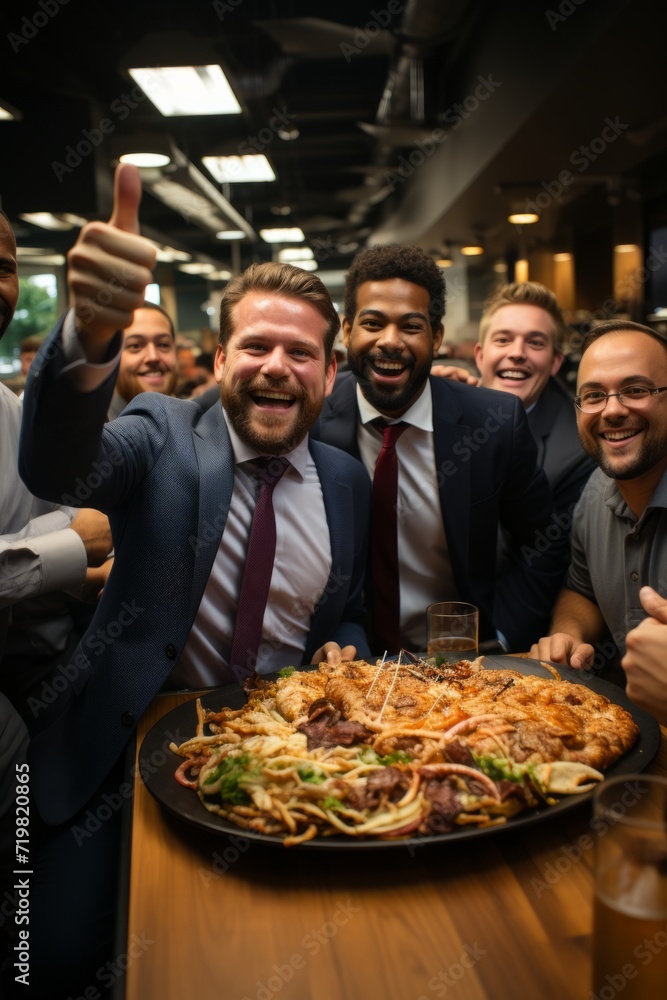 Diverse employees laughing and enjoying a potluck lunch in the office, creating a vibrant and inclusive work environment, Generative AI Diverse employees laughing and enjoying a potluck lunch in the office, creating a vibrant and inclusive work environment, Generative AI