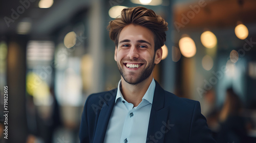 Smiling Businessman Wearing Suit and Tie