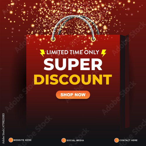 limited super discount sale template banner with copy space for product sale with abstract gradient red background design