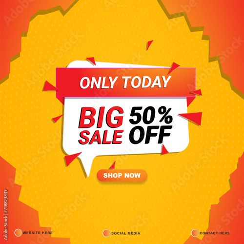 big sale discount template banner with copy space for product sale with abstract gradient orange and yellow background design