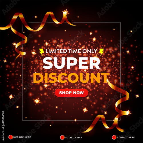 limited super discount sale template banner with copy space for product sale with abstract gradient dark red background design