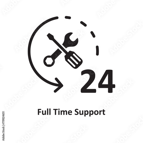 Full Time Support icon. creative flat full time support icon for web design, apps, on white background..eps