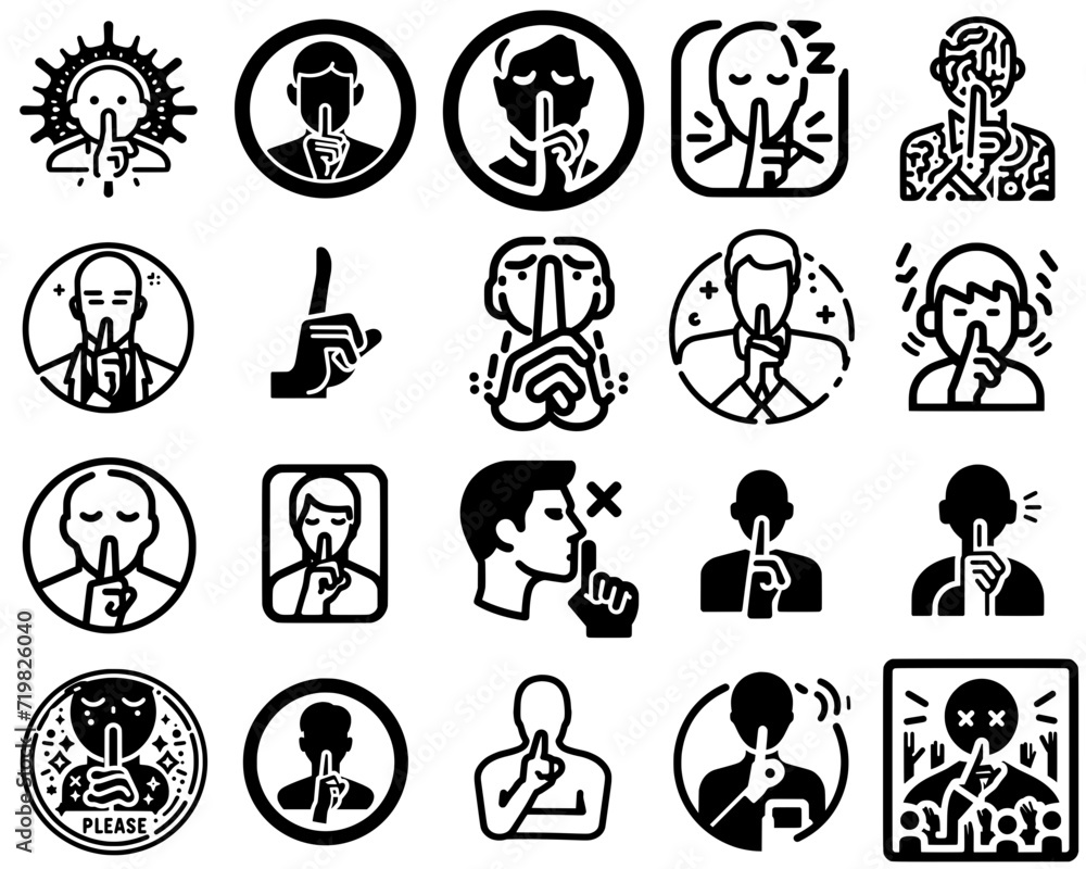 Minimalist Quiet Signs Icons and Pictograms Vector Set