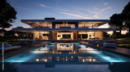 luxe modernist villa. a luxurious modernist villa with swimming pool © Aura