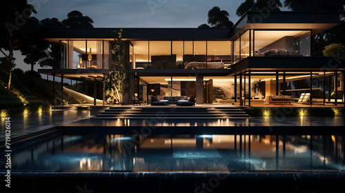 luxe modernist villa. a luxurious modernist villa with swimming pool © Aura