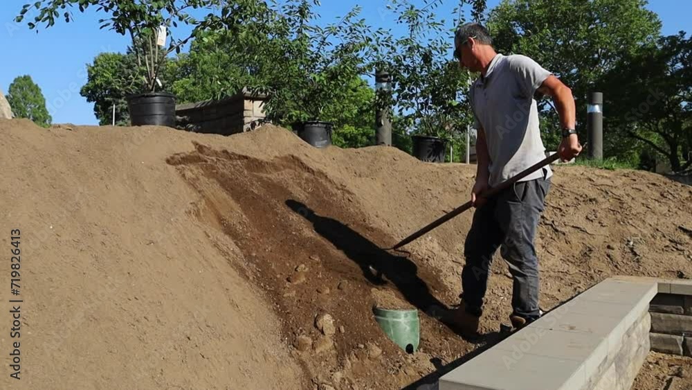 Landscaper Shaping Hill Landscaping Raking Landscaper Shaping Hill Landscaping Raking