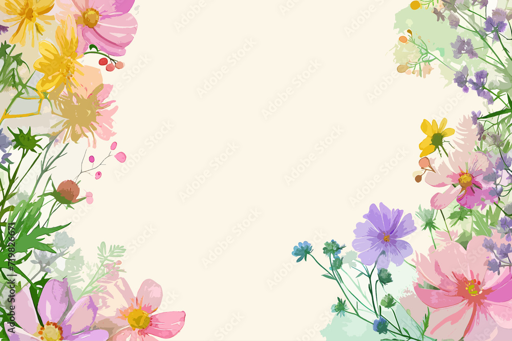 watercolour frame of flowers watercolour frame of flowers