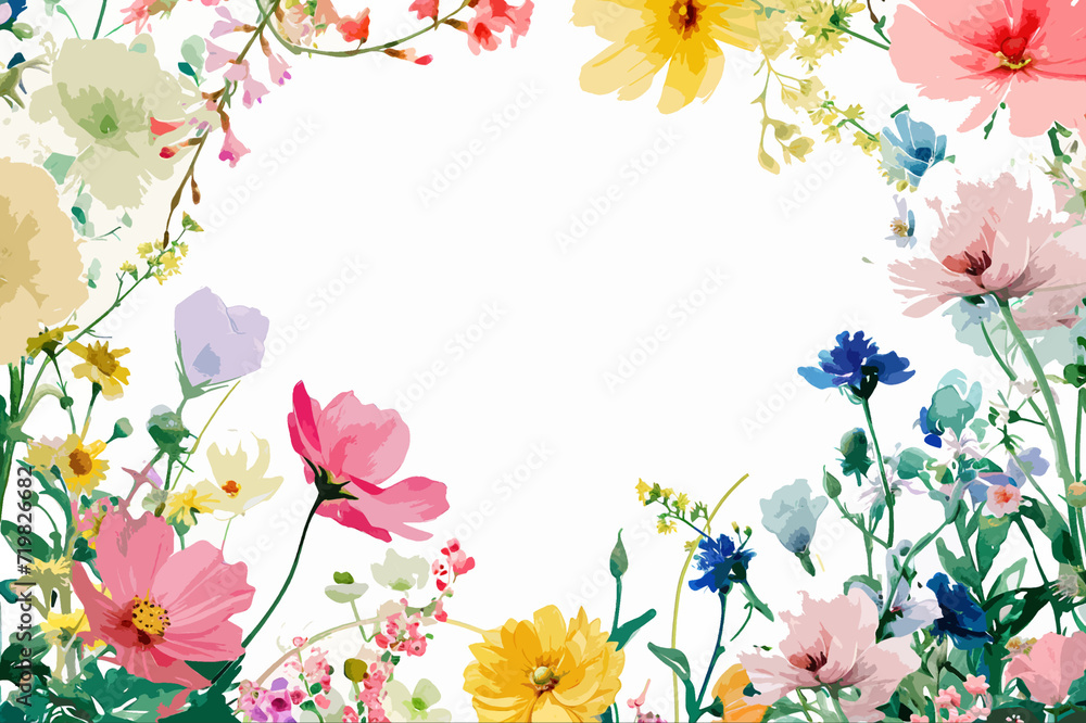 watercolour frame of flowers