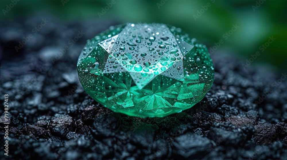 Emerald with the effect of green radiance shine and light, creating the impression of green radiance, give the emerald a magical and mysterious appearanc Emerald with the effect of green radiance shine and light, creating the impression of green radiance, give the emerald a magical and mysterious appearanc