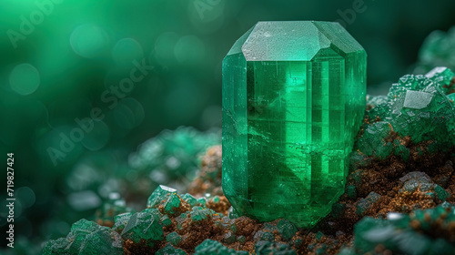 Emerald with the effect of green radiance shine and light, creating the impression of green radiance, give the emerald a magical and mysterious appeara