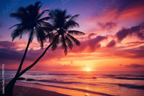 beautiful beach view with sunset © Salawati
