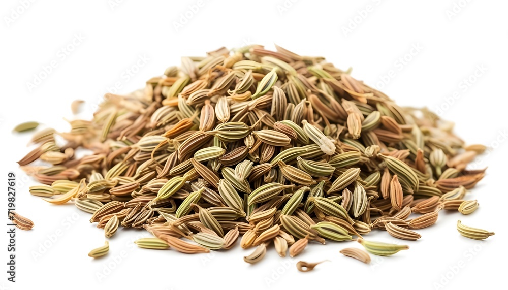 Pile of fennel seeds on white background Pile of fennel seeds on white background