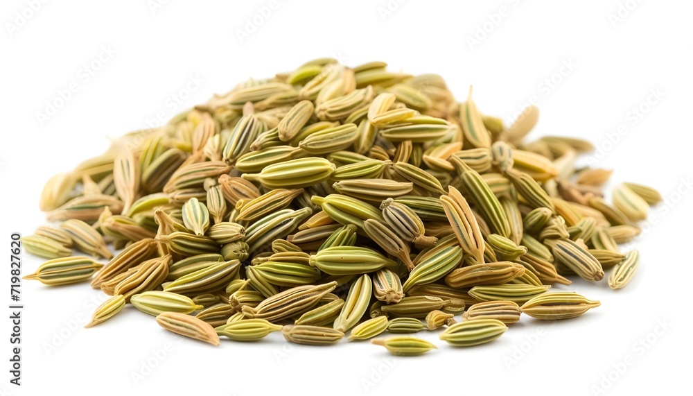 Pile of fennel seeds on white background Pile of fennel seeds on white background