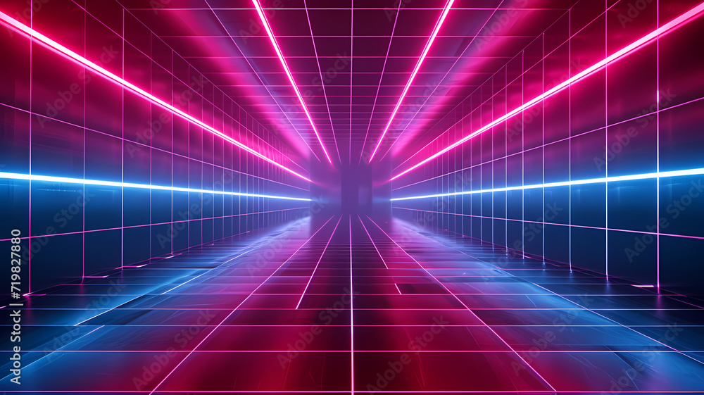 Hi-Tech Abstract Backdrop Creativity in Cyan Blue and Red Neon Grids Background Hi-Tech Abstract Backdrop Creativity in Cyan Blue and Red Neon Grids Background