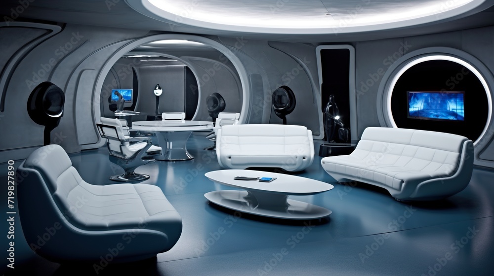 Modern living room interior design inspired by futuristic trends 
