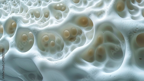 Foam with an abstract pattern unusual forms and patterns created on the surface of the fo