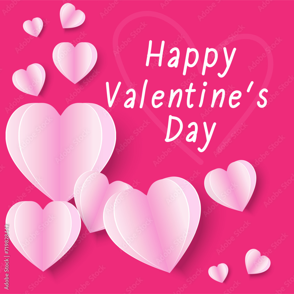 Happy Valentine's day background with heart, happy valentines day text . Vector illustration. Wallpaper, flyers, invitation, posters, brochure, banners