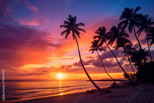 beautiful beach view with sunset