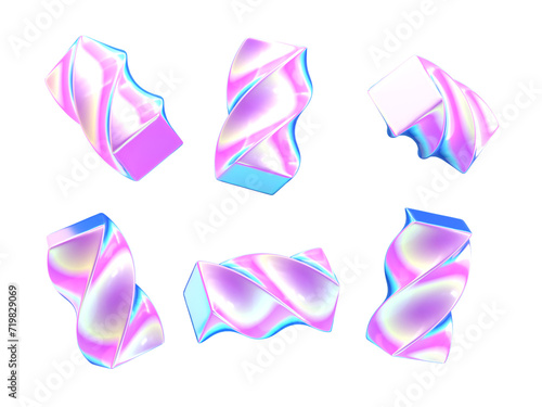 3d Rendering abstract Holographic shape Illustration Collection