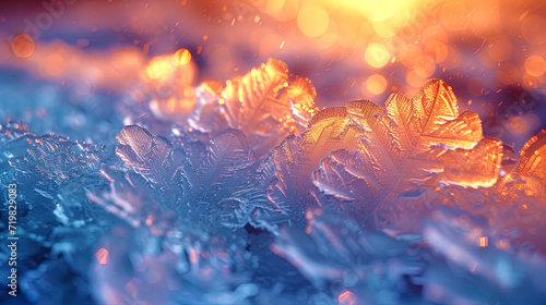Ice with abstract engravings complex and stylized patterns created on the surface of i © JVLMediaUHD