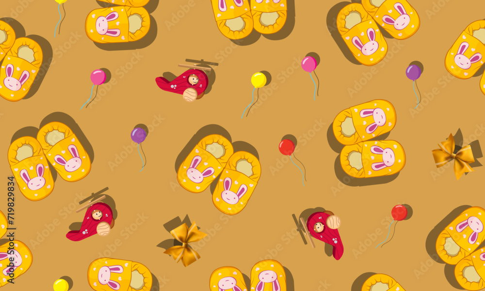 seamless pattern with baby shoes and toys. seamless pattern with baby shoes and toys.