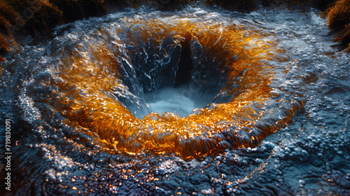 Law streams creating spectacular whirlpools and curls in different directi photo