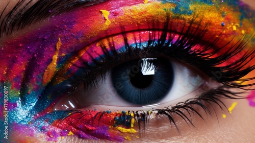 Eye with rainbow makeup. Neural network AI generated art