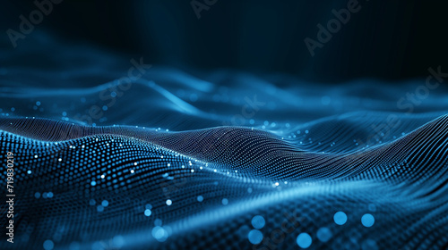 Digital Wave Particles Blue Abstract Background