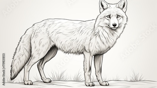 Wallpaper Mural A red fox with a bushy tail pencil illustration that is hand drawn and isolated on a white background. Torontodigital.ca