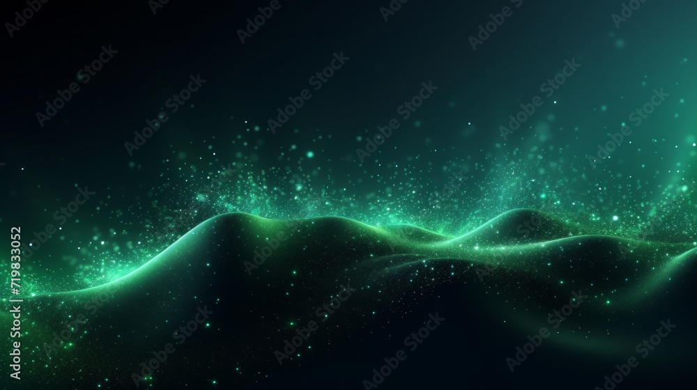 Green digital abstract wave. Neural network AI generated art