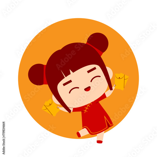 Cute Girl Cartoon Character Chinese New Year