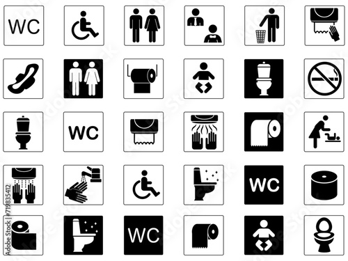 A collection of simple toilet icon vectors that can be effectively displayed as signs in buildings, tenants, and hospitals.