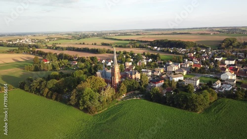 Birds eye view Autumn.The Sight of the Jana Krtitele Church and the Surrounding Landscape in Sudice Village. photo