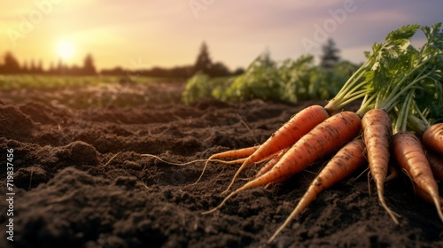 Wallpaper Mural Fresh carrots. Harvest fresh organic carrots on the ground. Neural network AI generated art Torontodigital.ca