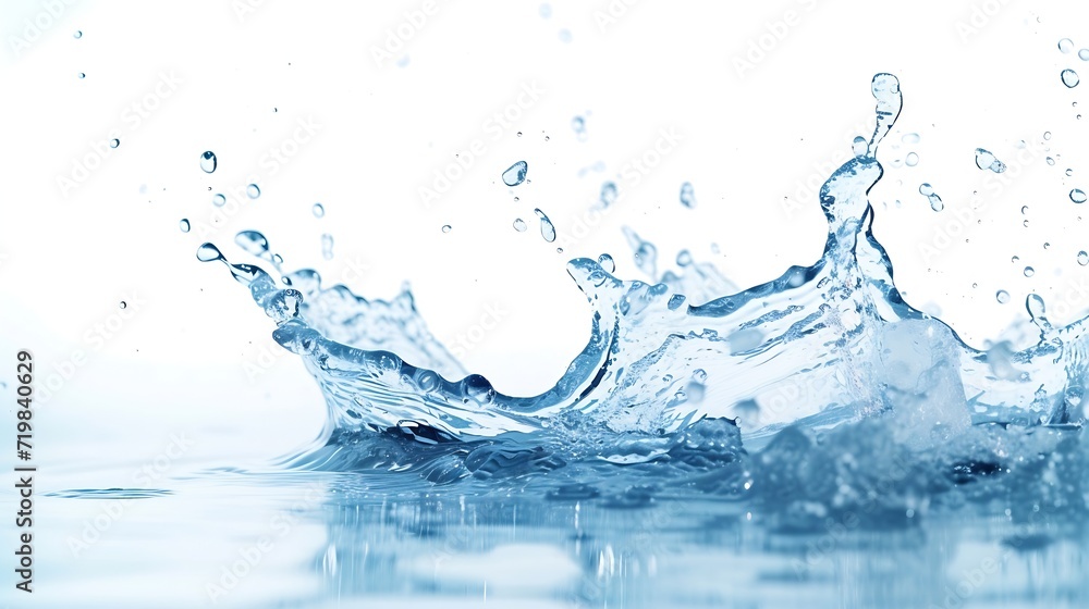 Blue water splash isolated on white background. : Generative AI Blue water splash isolated on white background. : Generative AI
