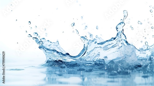 Blue water splash isolated on white background. : Generative AI