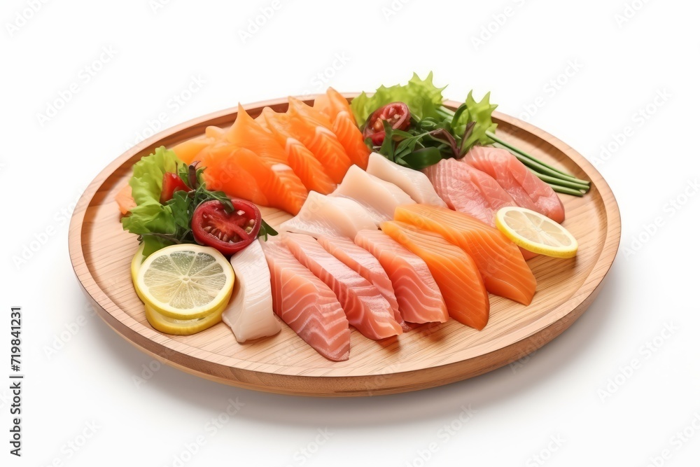 Sashimi Platter, Elegant and Delicious on a Spotless White Background, Generative AI Sashimi Platter, Elegant and Delicious on a Spotless White Background, Generative AI
