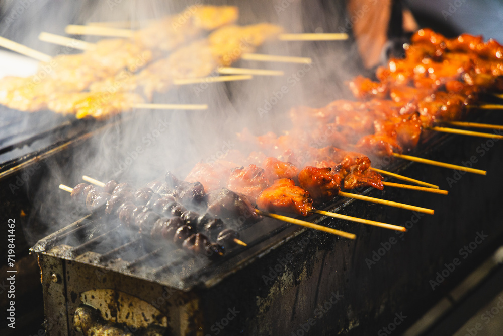 Thai style chicken grilled in Thailand street food Thai style chicken grilled in Thailand street food