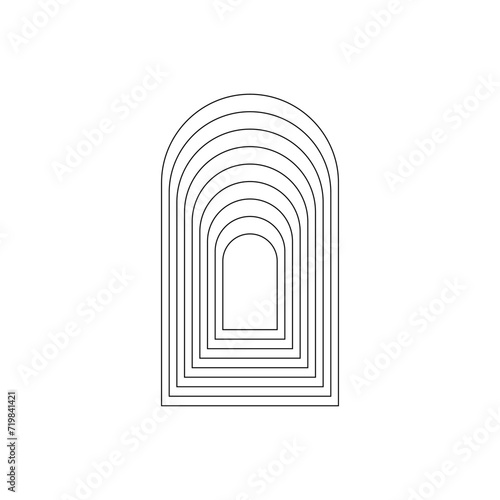 oval forming many parallel metal lines, linear typography design element.