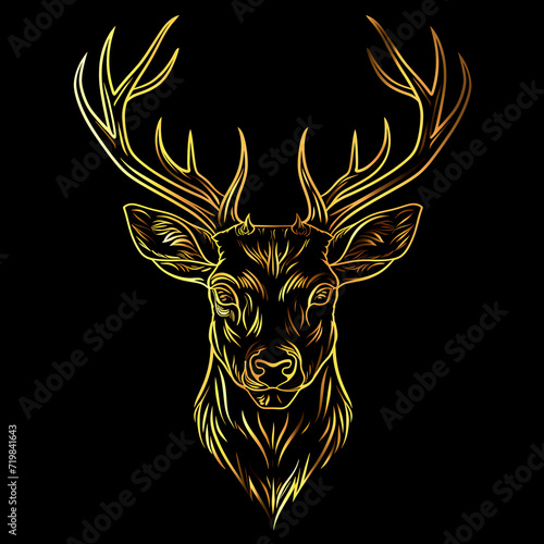 a gold stag head on black background