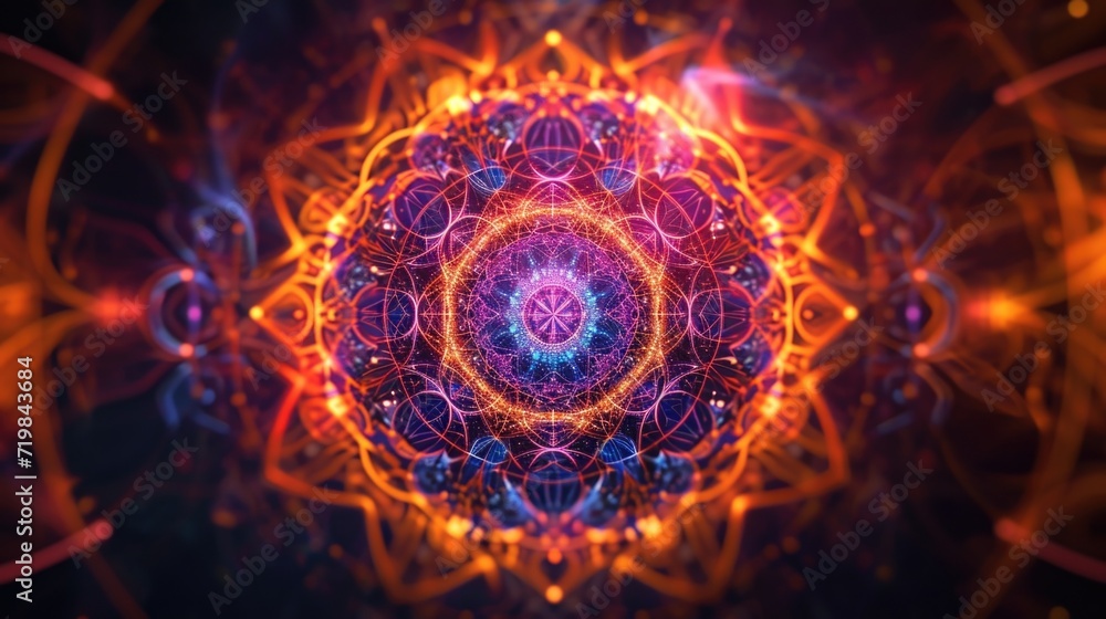 Vibrant colors and intricate lines come together to form a stunning abstract mandala inspired by the rhythms and melodies of music. Vibrant colors and intricate lines come together to form a stunning abstract mandala inspired by the rhythms and melodies of music.