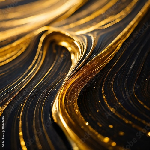 abstract background of color, Swirls of molten gold cascade through a velvety black expanse, background, abstract background with waves,