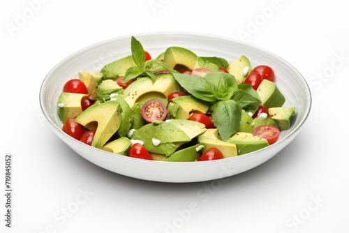 Avocado Salad, Aesthetic and Appetizing on a Clean White Background, Generative AI