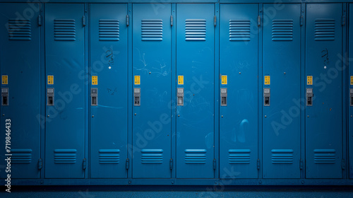 Сlose up Row school lockers, vintage locker