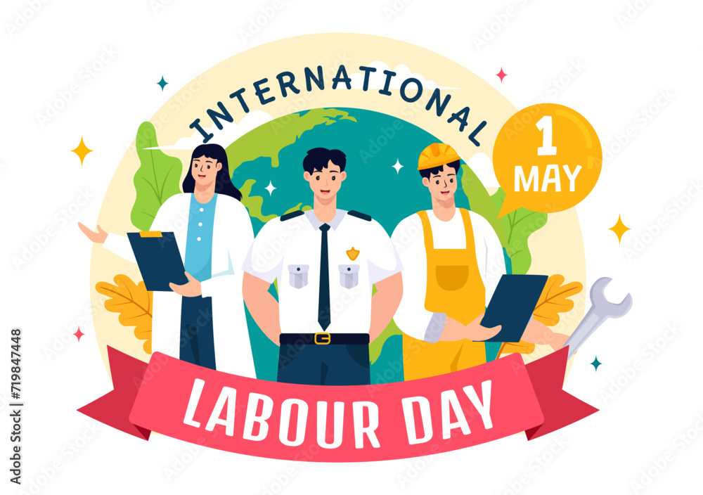 International Labor Day Vector Illustration on 1 May with Different Professions and Thank You to All Workers for Your Hard Work in Flat Background International Labor Day Vector Illustration on 1 May with Different Professions and Thank You to All Workers for Your Hard Work in Flat Background