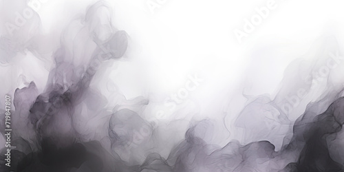 black smoke on bwhite background, black watercolor waves, streaks and spots of paint and ink on a white background, smoke overlay layer photo