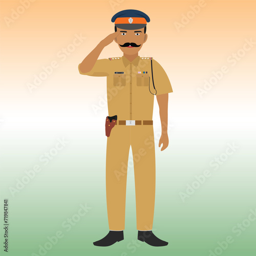 India Police. Mumbai Police. Community Helper. with try colour background.