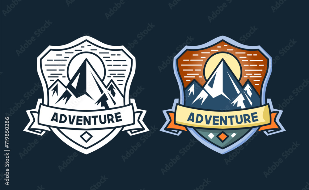 Obraz premium Mountain landscape adventure logo icon vector template