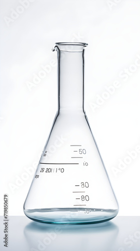 Transparent Glass Erlenmeyer Flask with Graduations in a Laboratory Setting